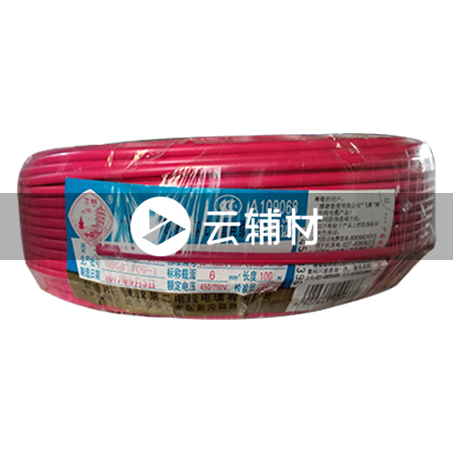 武汉二厂ZCBV6.0^阻燃电线 红色 100米