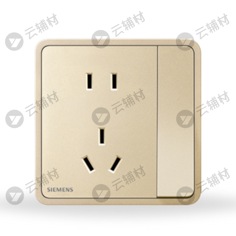 西门子睿绎日曜金10A联体二三极插座带单控开关